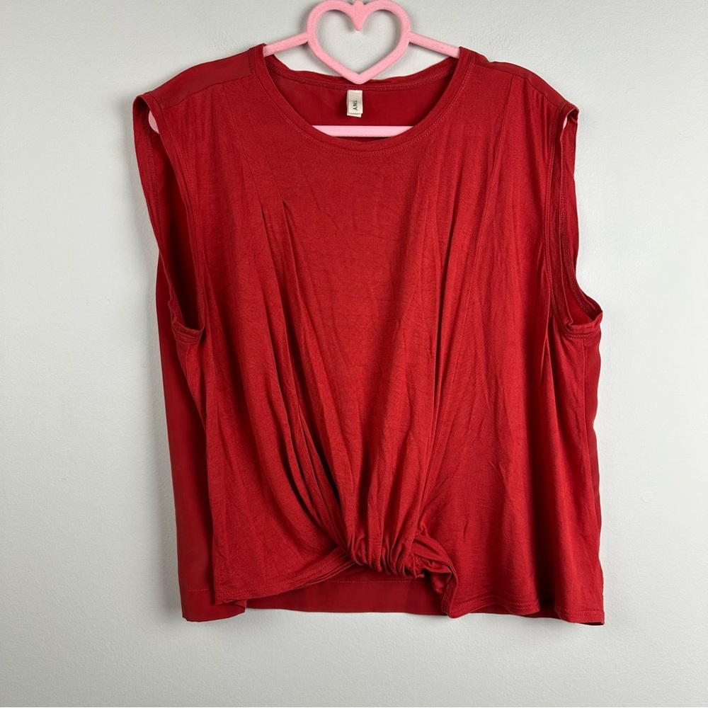 Anthropologie Tiny Red Sleeveless knot front Blouse Size Medium